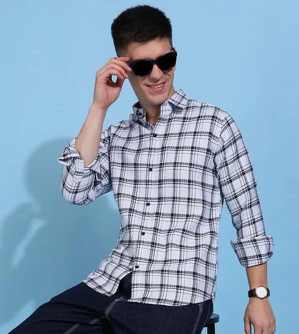 Aqua_Blue_Premium_Pure_Cotton_Checkered_Shirt_For_Men