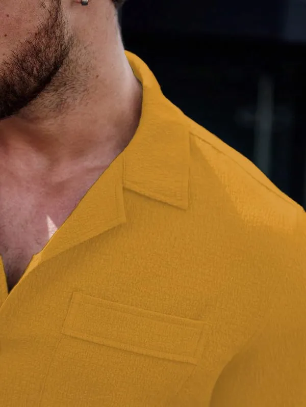 Yellow_Premium_Poly_Cotton_Half_Sleeve_Casual_Shirt_For_Men