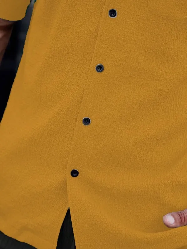 Yellow_Premium_Poly_Cotton_Half_Sleeve_Casual_Shirt_For_Men