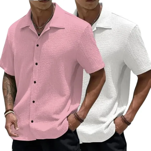 Pink_&_White_Premium_Poly_Cotton_Casual_Shirt_For_Men_(Pack_Of_2)