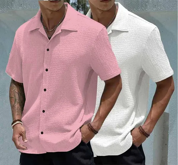 Pink_&_White_Premium_Poly_Cotton_Casual_Shirt_For_Men_(Pack_Of_2)