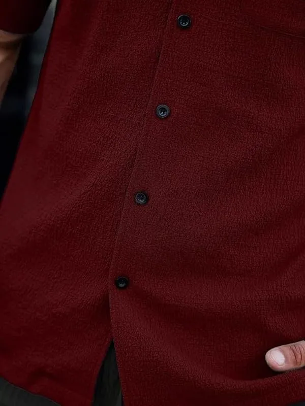 Maroon_Premium_Poly_Cotton_Half_Sleeve_Casual_Shirt_For_Men
