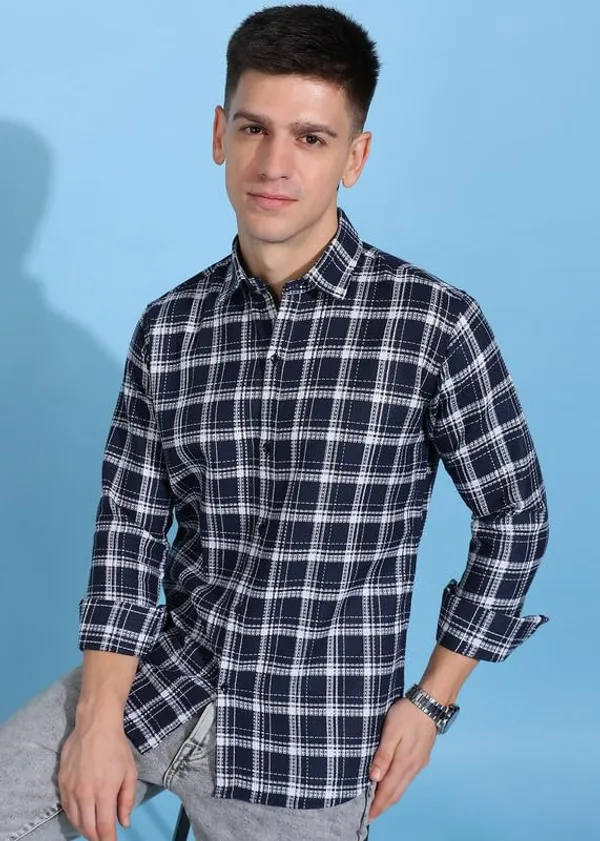 Royal_Blue_Premium_Poly_Cotton_Checkered_Shirt_For_Men