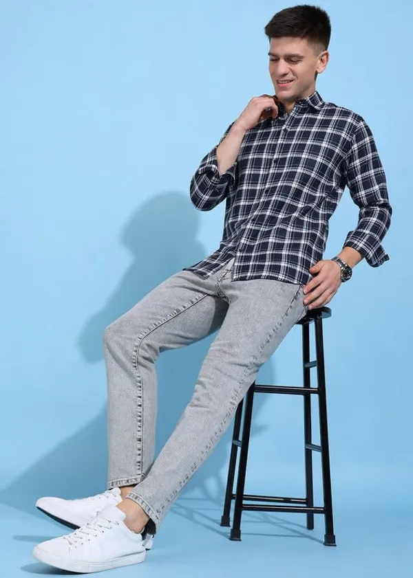 Royal_Blue_Premium_Poly_Cotton_Checkered_Shirt_For_Men