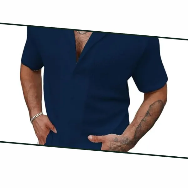 Blue_Premium_Cotton_Blend_Casual_Shirt_For_Men