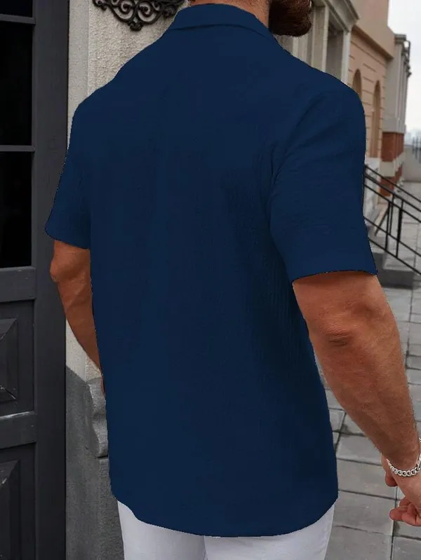 Blue_Premium_Cotton_Blend_Casual_Shirt_For_Men