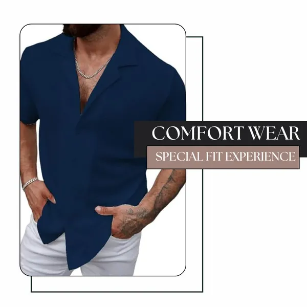 Blue_Premium_Cotton_Blend_Casual_Shirt_For_Men