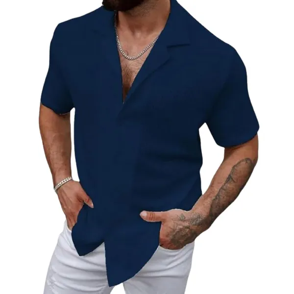 Blue_Premium_Cotton_Blend_Casual_Shirt_For_Men