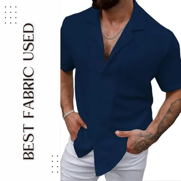 Blue_Premium_Cotton_Blend_Casual_Shirt_For_Men