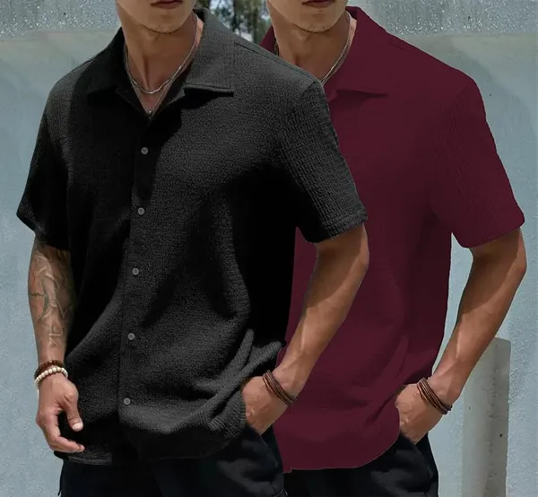 Black_&_Maroon_Premium_Poly_Cotton_Casual_Shirt_For_Men_(Pack_Of_2)