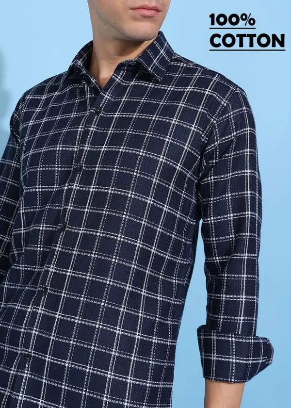 Navy_Blue_Premium_Pure_Cotton_Checkered_Shirt_For_Men