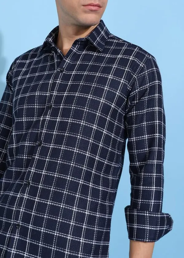 Navy_Blue_Premium_Pure_Cotton_Checkered_Shirt_For_Men