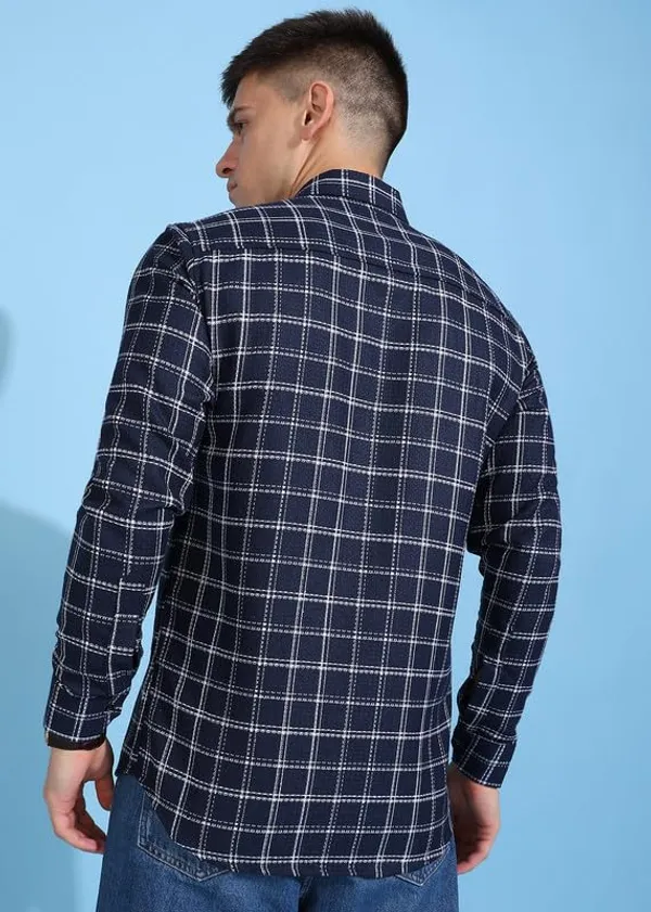 Navy_Blue_Premium_Pure_Cotton_Checkered_Shirt_For_Men