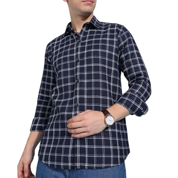 Navy_Blue_Premium_Pure_Cotton_Checkered_Shirt_For_Men