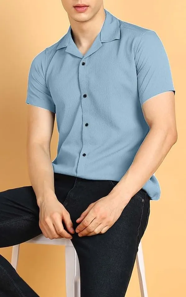 Grey_Premium_Cotton_Blend_Casual_Shirt_For_Men