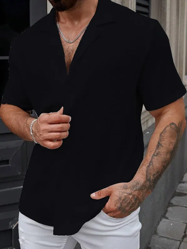 Black_Premium_Cotton_Blend_Casual_Shirt_For_Men