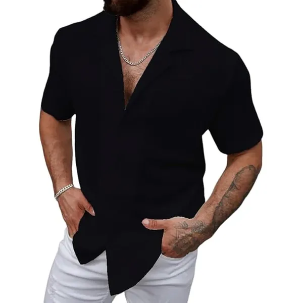 Black_Premium_Cotton_Blend_Casual_Shirt_For_Men