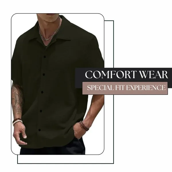 Dark_Green_Premium_Poly_Cotton_Casual_Shirt_For_Men
