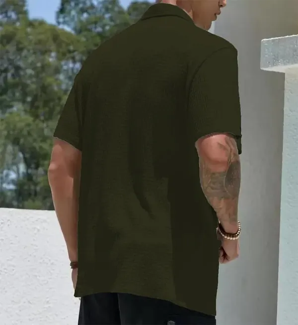Dark_Green_Premium_Poly_Cotton_Casual_Shirt_For_Men