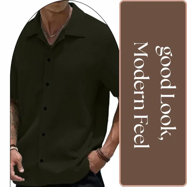 Dark_Green_Premium_Poly_Cotton_Casual_Shirt_For_Men