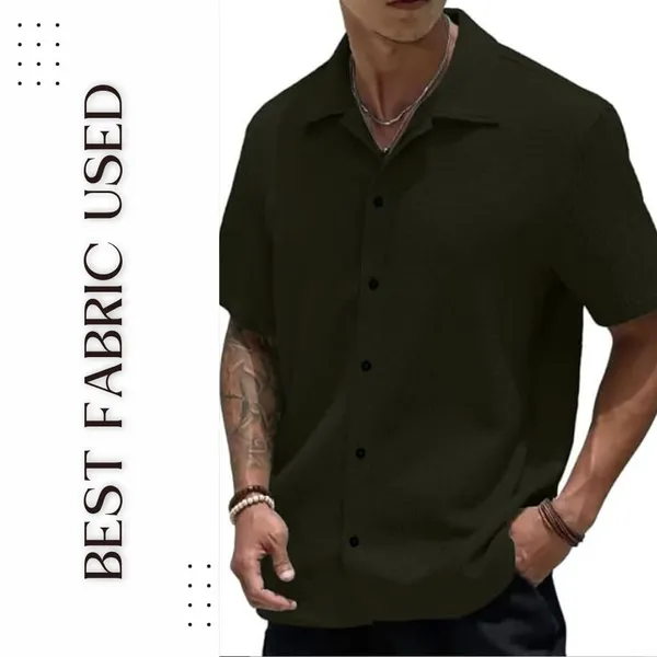 Dark_Green_Premium_Poly_Cotton_Casual_Shirt_For_Men