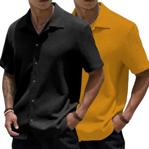 Black_&_Yellow_Premium_Poly_Cotton_Casual_Shirt_For_Men_(Pack_Of_2)