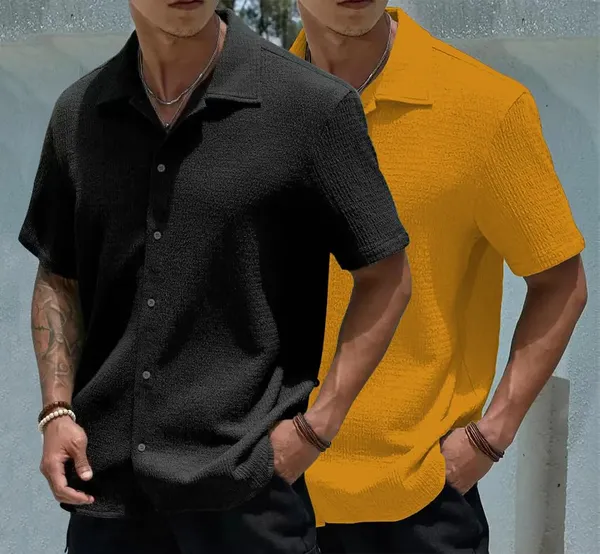 Black_&_Yellow_Premium_Poly_Cotton_Casual_Shirt_For_Men_(Pack_Of_2)