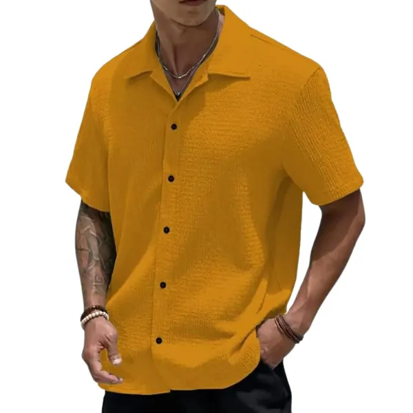 Yellow_Premium_Poly_Cotton_Casual_Shirt_For_Men
