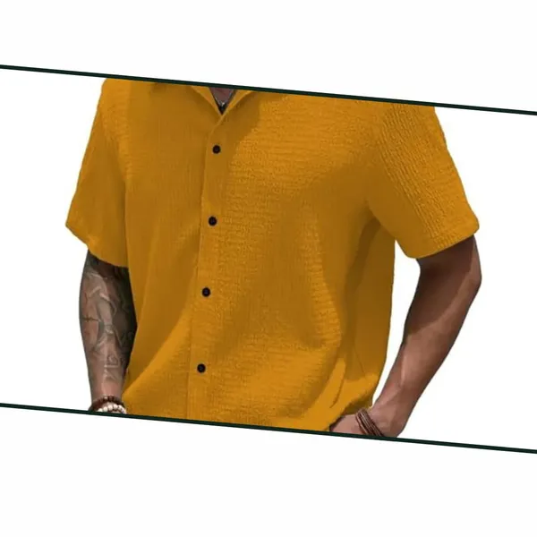 Yellow_Premium_Poly_Cotton_Casual_Shirt_For_Men