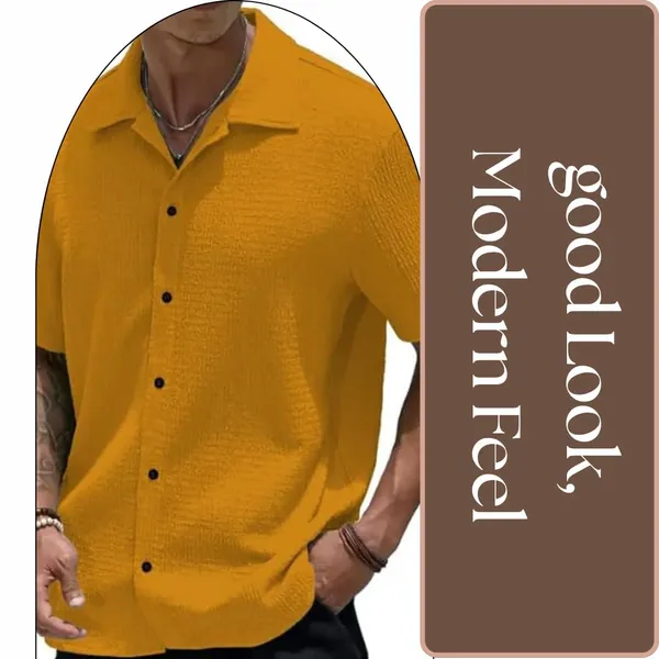 Yellow_Premium_Poly_Cotton_Casual_Shirt_For_Men