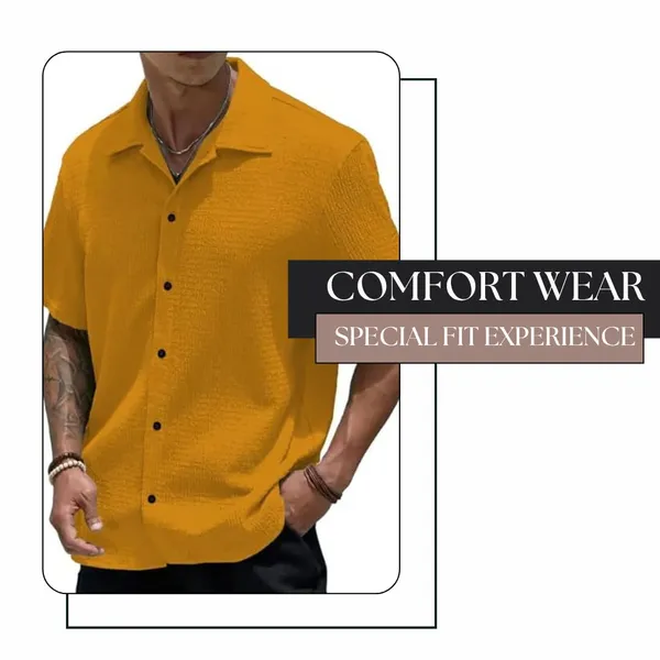 Yellow_Premium_Poly_Cotton_Casual_Shirt_For_Men