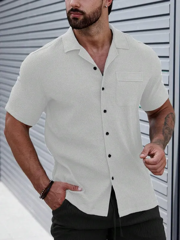 White_Premium_Poly_Cotton_Casual_Shirt_For_Men