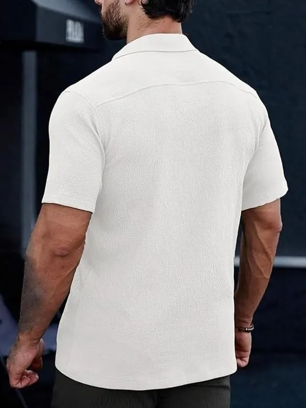 White_Premium_Poly_Cotton_Casual_Shirt_For_Men