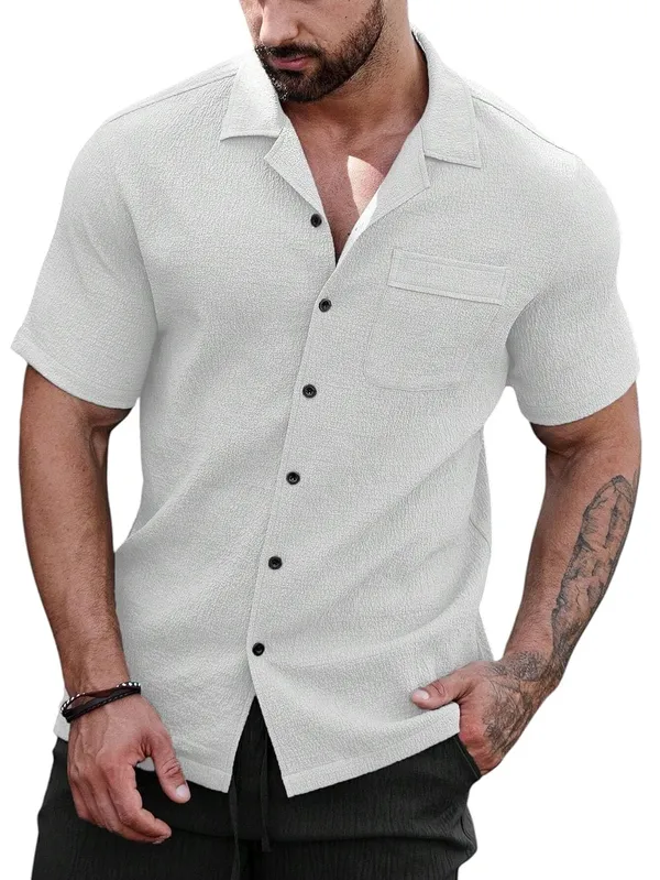 White_Premium_Poly_Cotton_Casual_Shirt_For_Men