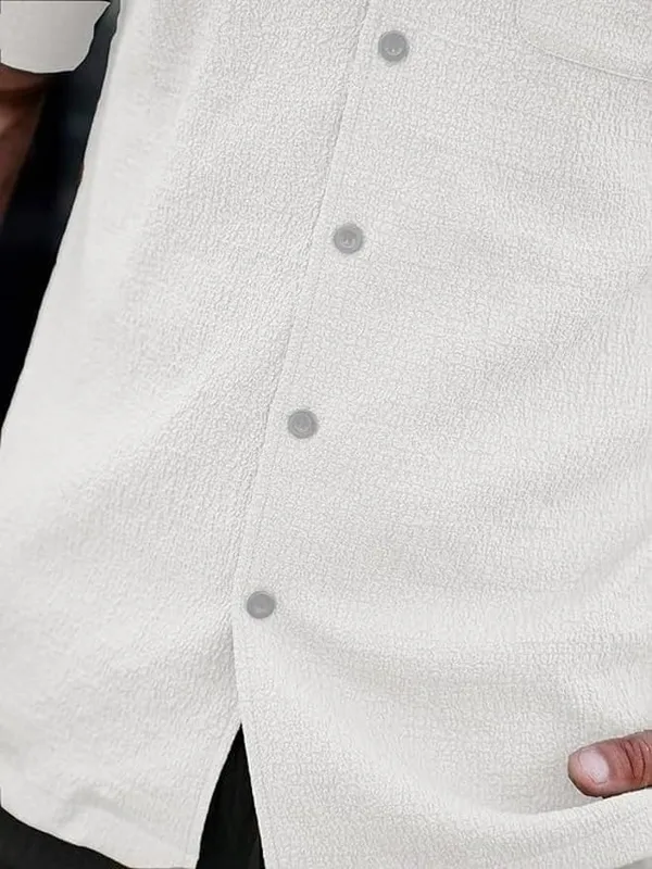 White_Premium_Poly_Cotton_Casual_Shirt_For_Men