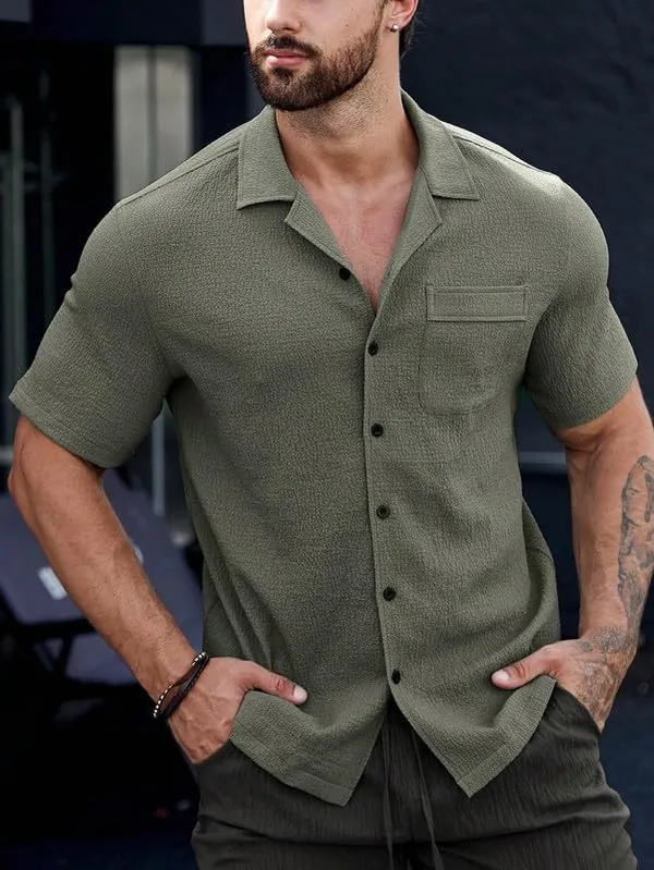 Green_Premium_Poly_Cotton_Half_Sleeve_Casual_Shirt_For_Men