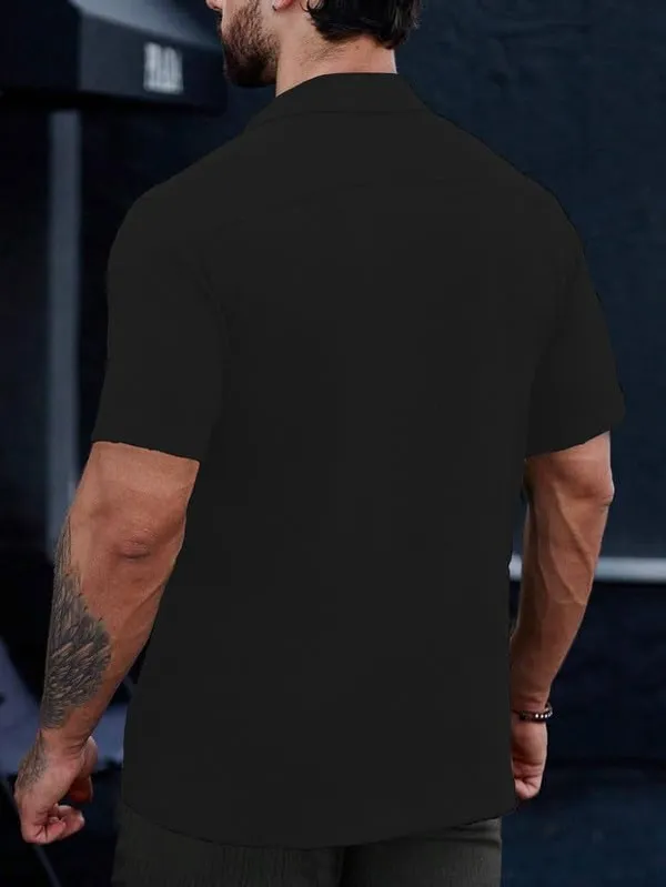 Black_Premium_Poly_Cotton_Half_Sleeve_Casual_Shirt_For_Men