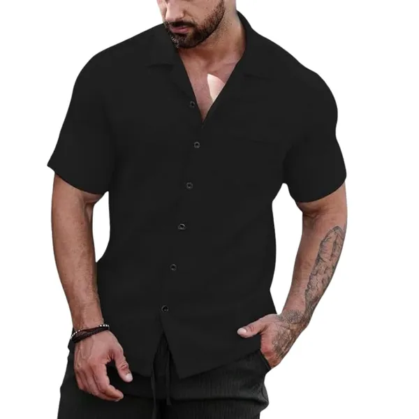 Black_Premium_Poly_Cotton_Half_Sleeve_Casual_Shirt_For_Men