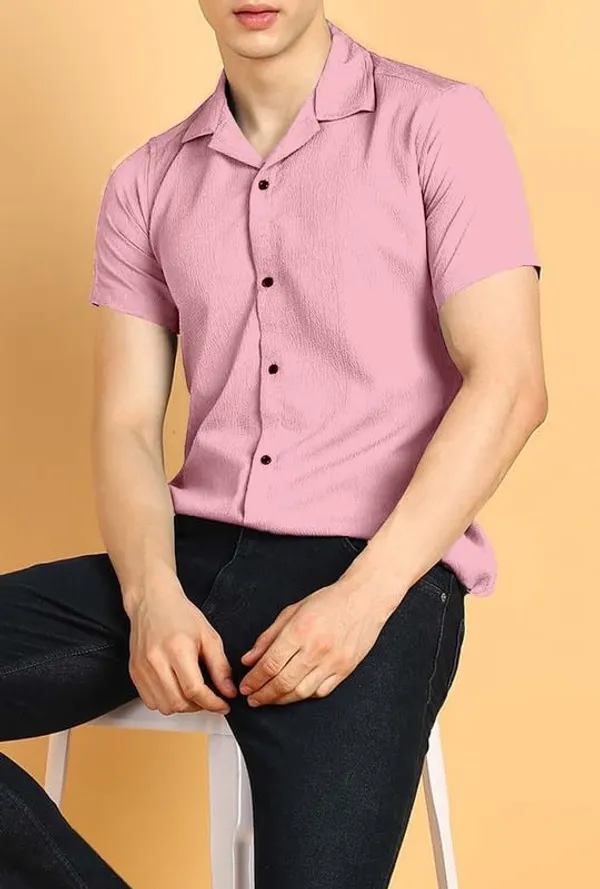 Pink_Premium_Cotton_Blend_Casual_Shirt_For_Men