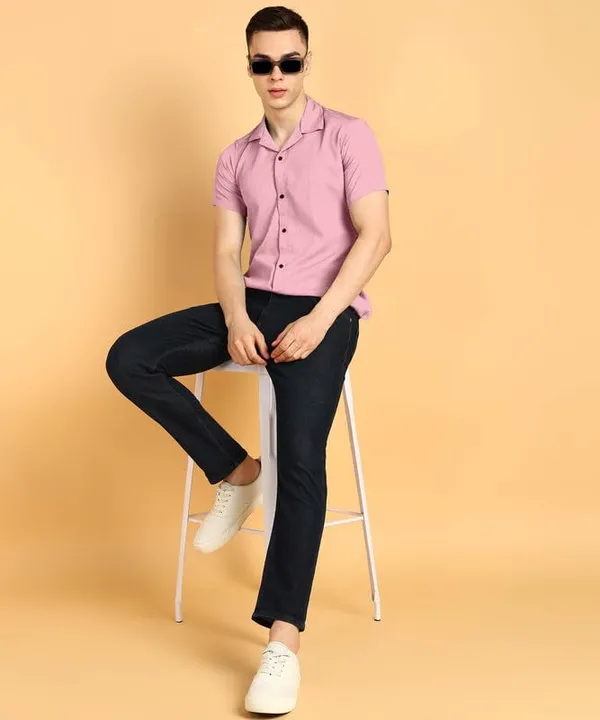 Pink_Premium_Cotton_Blend_Casual_Shirt_For_Men