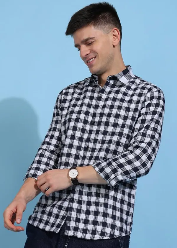 Midnight_Blue_Premium_Pure_Cotton_Checkered_Shirt_For_Men
