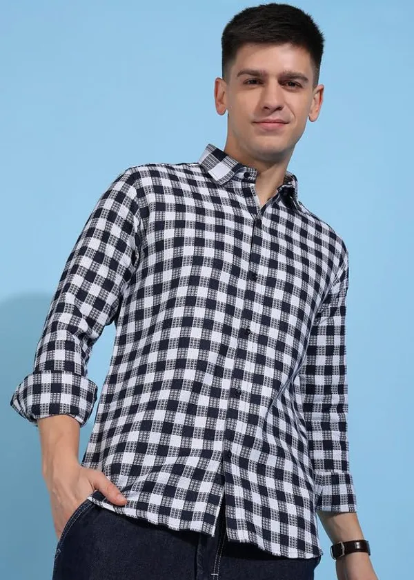 Midnight_Blue_Premium_Pure_Cotton_Checkered_Shirt_For_Men