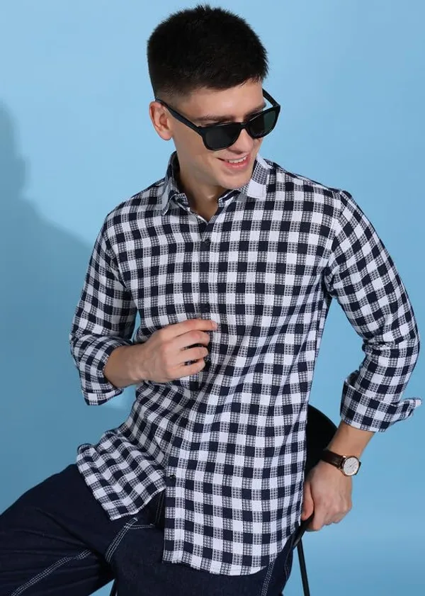 Midnight_Blue_Premium_Pure_Cotton_Checkered_Shirt_For_Men