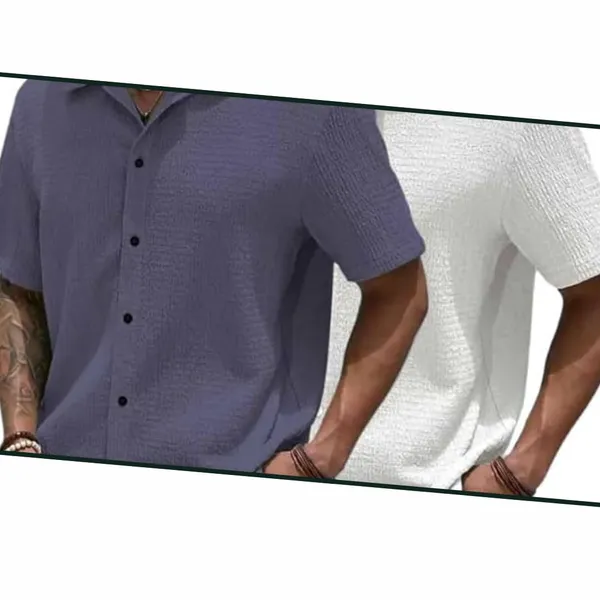 Dark_Grey_&_White_Premium_Poly_Cotton_Casual_Shirt_For_Men_(Pack_Of_2)