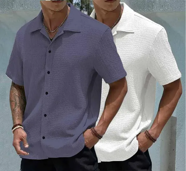 Dark_Grey_&_White_Premium_Poly_Cotton_Casual_Shirt_For_Men_(Pack_Of_2)