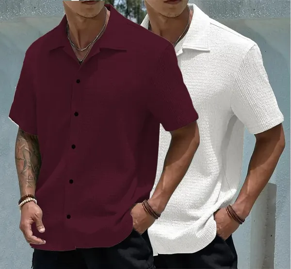 Maroon_&_White_Premium_Poly_Cotton_Casual_Shirt_For_Men_(Pack_Of_2)