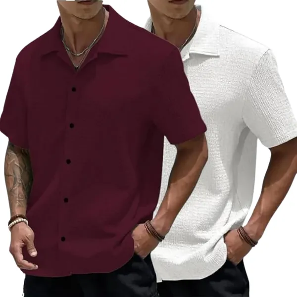 Maroon_&_White_Premium_Poly_Cotton_Casual_Shirt_For_Men_(Pack_Of_2)