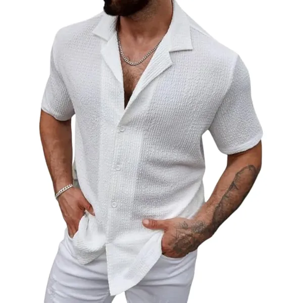 White_Premium_Cotton_Blend_Half_Sleeve_Casual_Shirt_For_Men