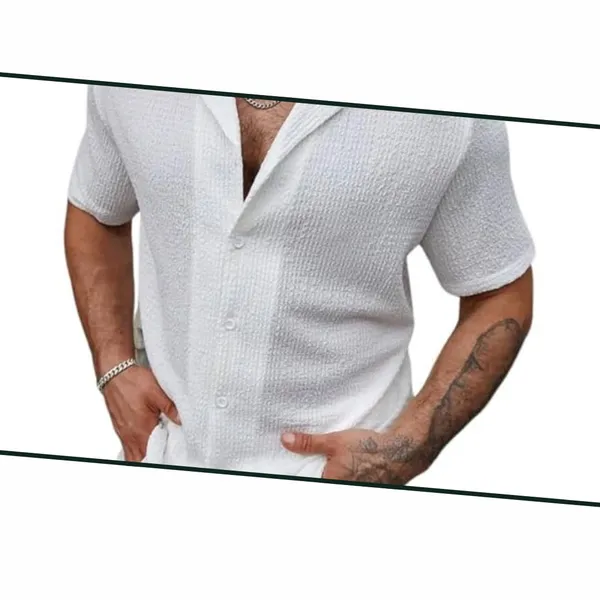 White_Premium_Cotton_Blend_Half_Sleeve_Casual_Shirt_For_Men