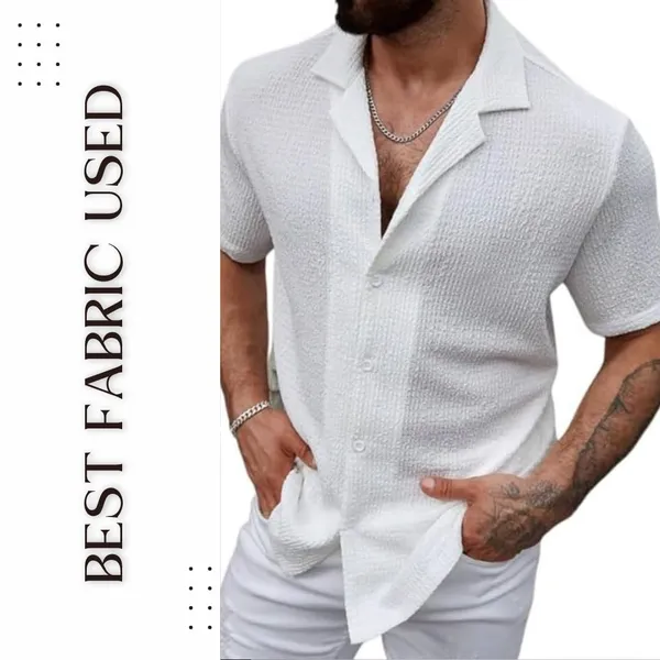 White_Premium_Cotton_Blend_Half_Sleeve_Casual_Shirt_For_Men
